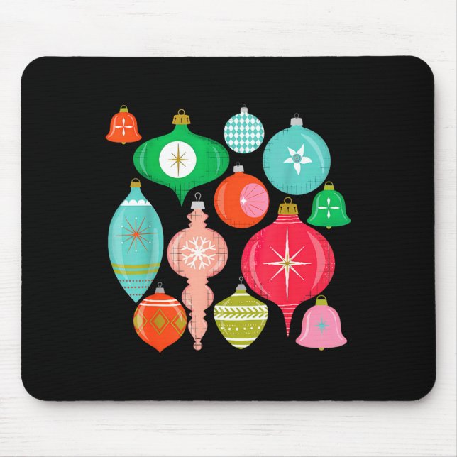 Retro Christmas Ornaments Mid Century Modern  Mouse Mat (Front)