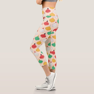 Retro Christmas Ornaments Pattern Capri Leggings