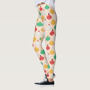 Retro Christmas Ornaments Pattern Leggings