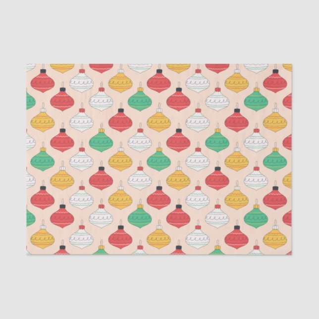 Retro Christmas Ornaments Pattern Tissue Paper (Front)