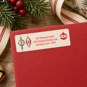 Retro Christmas Ornaments Return Address