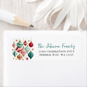 Retro Christmas Ornaments Return Address