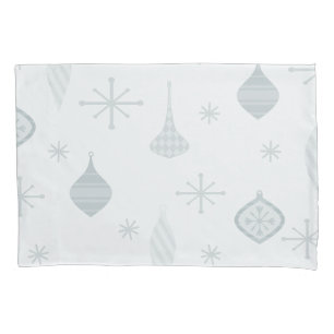 Retro Christmas Ornaments Silver Pillowcase