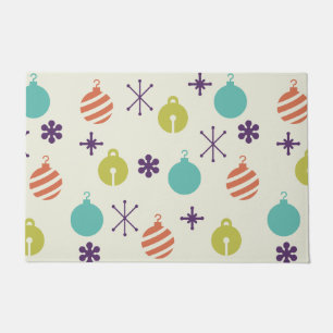 Retro Christmas Ornaments Snowflakes Doormat