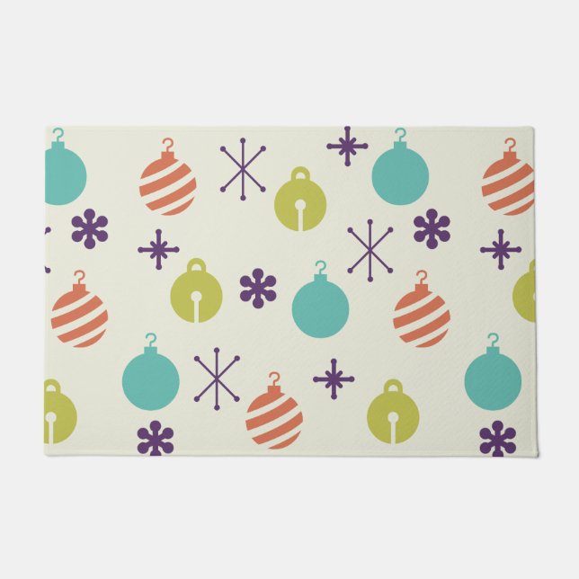 Retro Christmas Ornaments Snowflakes Doormat (Front)
