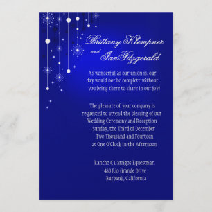 Retro Christmas Ornaments Wedding metallic blue Invitation