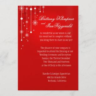 Retro Christmas Ornaments Wedding metallic red Invitation