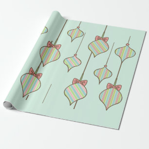 Retro Christmas Ornaments Wrapping Paper