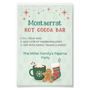 Retro Christmas Pajama Party Hot Cocoa Bar Sign