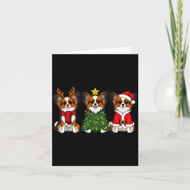 Retro Christmas Pallon Dog Lover Santa Reindeer  Card (Front)