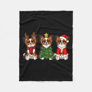Retro Christmas Pallon Dog Lover Santa Reindeer Fleece Blanket