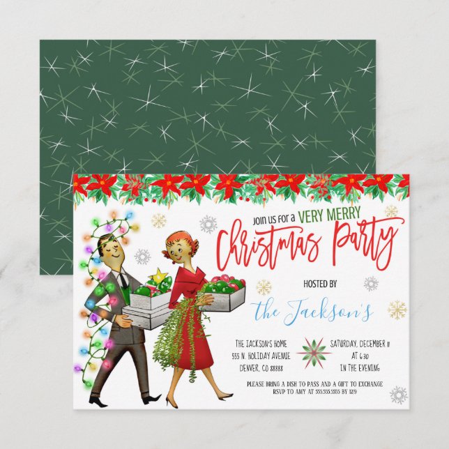 Retro Christmas Party Invitation (Front/Back)