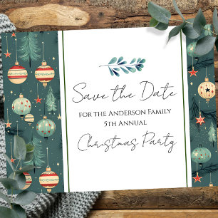 Retro Christmas Party Save the Date Tree Postcard
