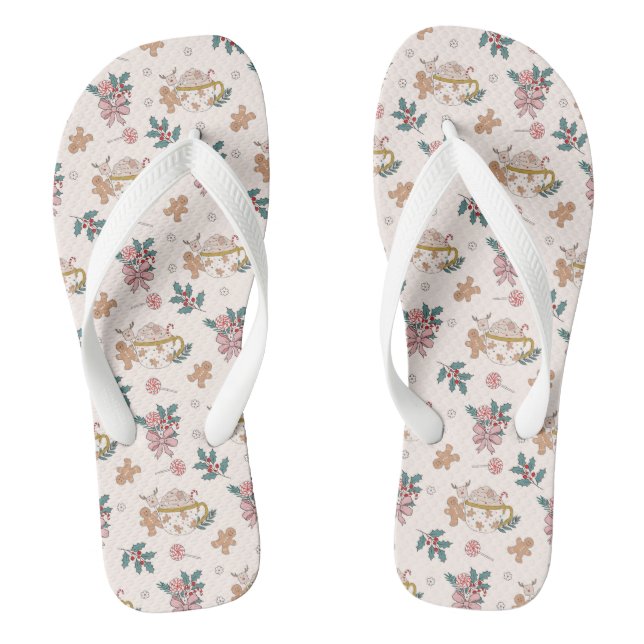 Retro Christmas Pattern Flip Flops (Footbed)