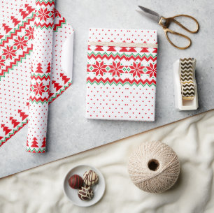 Retro Christmas Pattern Joyful Christmas Holiday  Wrapping Paper