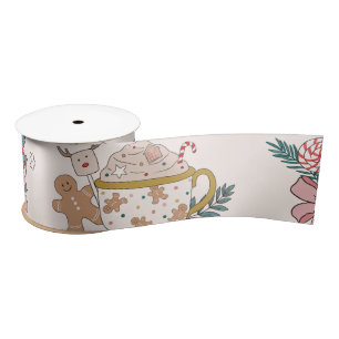 Retro Christmas Pattern Satin Ribbon
