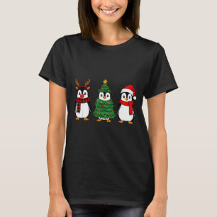 Retro Christmas Penguin Santa Reindeer T-Shirt