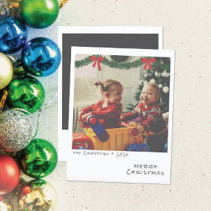 Retro Christmas Photo Card - Green & Red Garland