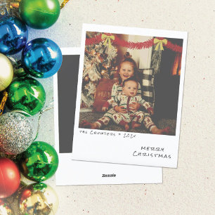 Retro Christmas Photo Card - Red & Gold Garland