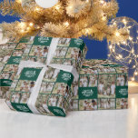 retro Christmas photo collage modern terracotta Wrapping Paper<br><div class="desc">Retro Green merry christmas modern minimal simple multi photo collage holiday paper deign.</div>