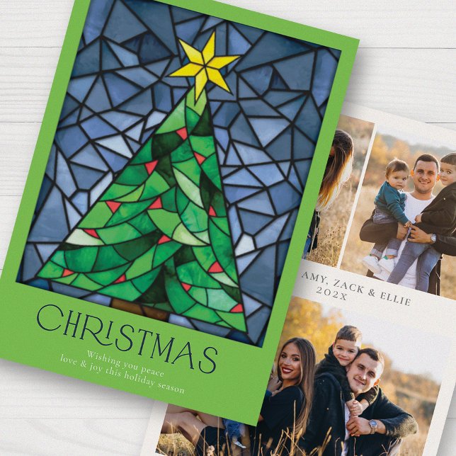Retro Christmas Photo Tree Star Holiday Card (Creator Uploaded)