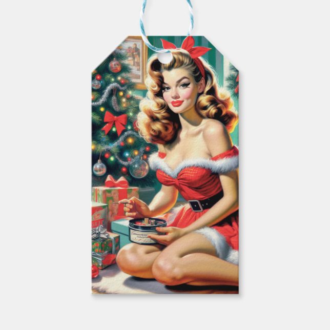 Retro Christmas Pin Up Gift Tags (Front)