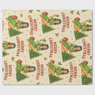 Retro Christmas Pin-Up Wrapping Paper 