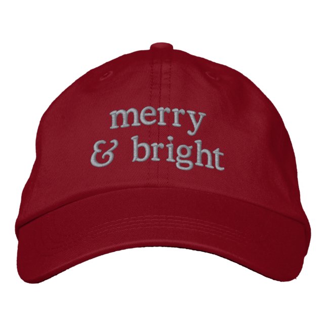 Retro Christmas Pink Red Merry Bright Custom Chic Embroidered Hat (Front)