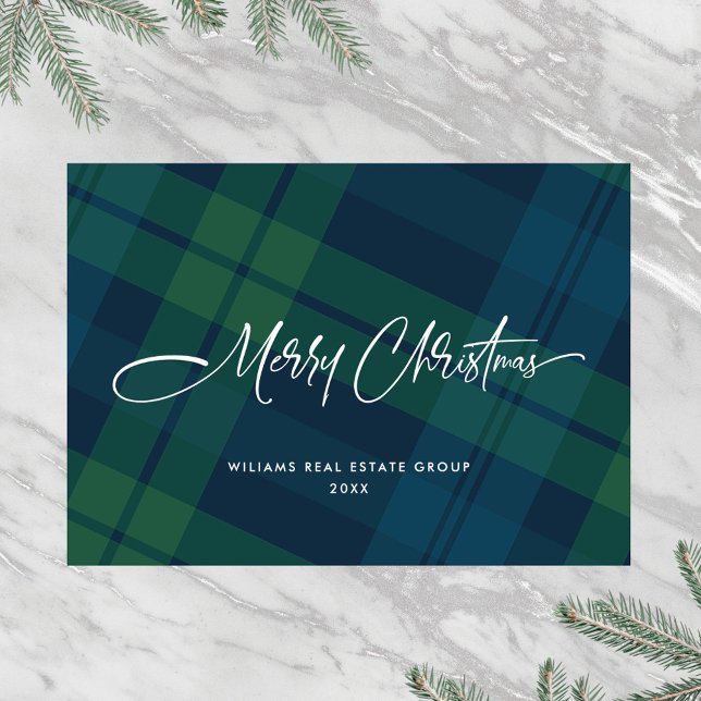 Retro Christmas Plaid Corporate Greeting Holiday Card (Creator Uploaded)