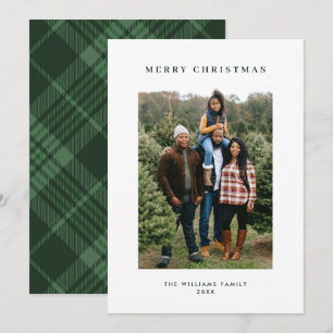Retro Christmas Plaid Tartan Greeting Photo Holiday Card