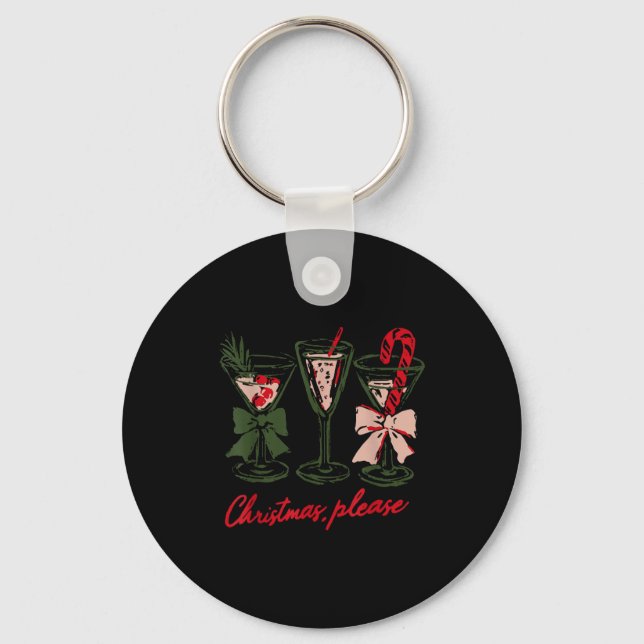 Retro Christmas Please Retro Festive Tail Coquette Key Ring (Front)