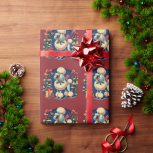 Retro Christmas Poodle Vintage 1950's Holiday Dog  Wrapping Paper