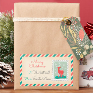 Retro Christmas Postage Stamps Labels - Deer