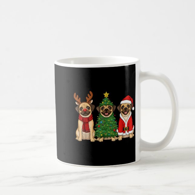 Retro Christmas Puggle Santa Reindeer Dog Lover  Coffee Mug (Right)