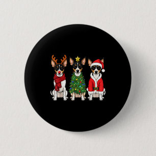 Retro Christmas Rat Terrier Santa Reindeer Dog Lov 6 Cm Round Badge