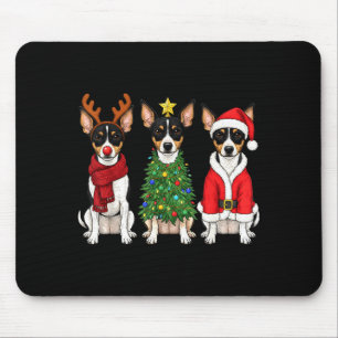Retro Christmas Rat Terrier Santa Reindeer Dog Lov Mouse Mat
