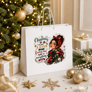 Retro Christmas Red Green Holiday Gift Bag Design