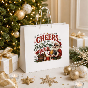 Retro Christmas Red Green Vintage Holiday Gift Bag