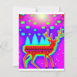 Retro Christmas Reindeer pixelated 16 bit arcade Holiday Card