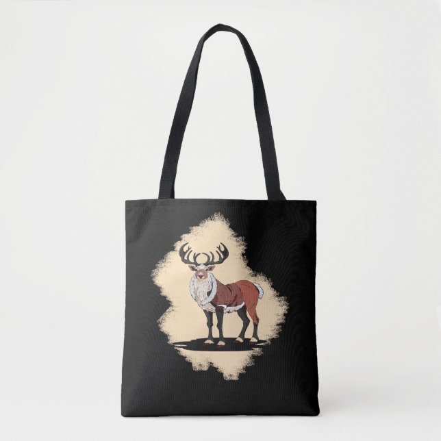 Retro Christmas Reindeer Tote Bag (Front)