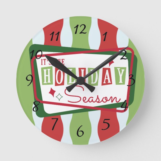Retro Christmas  Round Clock (Front)