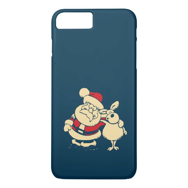 Retro Christmas Santa and his Reindeer Buddy Case-Mate iPhone Case (Back)