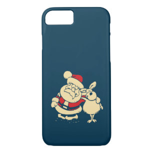 Retro Christmas Santa and his Reindeer Buddy iPhone 8/7 Case