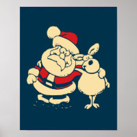 Retro Christmas Santa and his Reindeer Buddy
