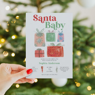 Retro Christmas Santa Baby Shower Invitation Card