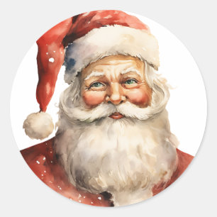 Retro Christmas Santa Claus Classic Round Sticker
