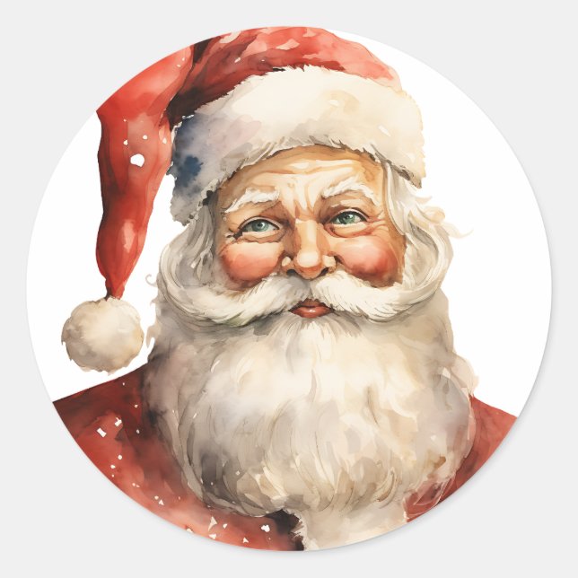 Retro Christmas Santa Claus Classic Round Sticker (Front)