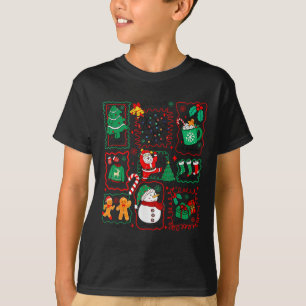 Retro Christmas Santa Claus Cocoa Xmas Tree Snowma T-Shirt