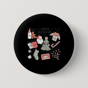 Retro Christmas Santa Claus Cookie Ugly Christmas 6 Cm Round Badge