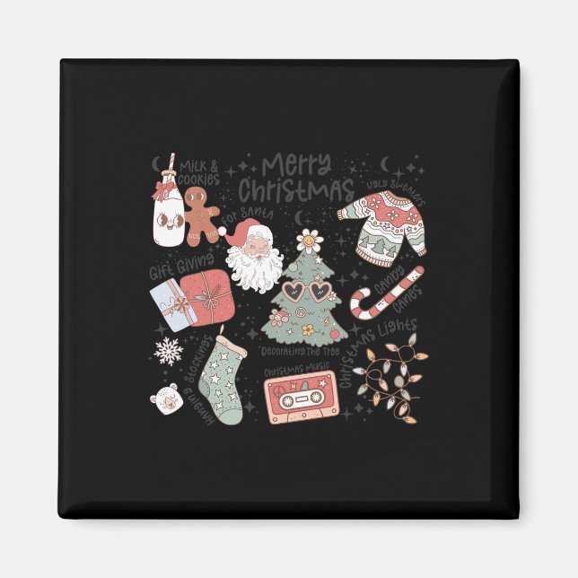 Retro Christmas Santa Claus Cookie Ugly Christmas  Magnet (Front)